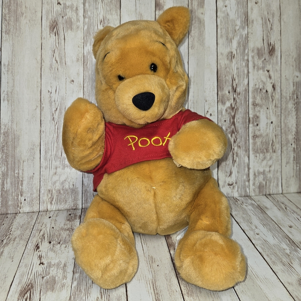 Winnie The Pooh Authentic Disney Store Exclusive Sit Plush Animal Velour Shirt
